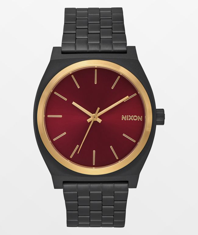 Cusco internacional saludo Nixon Time Teller reloj en negro, dorado y borgoña con acabado mate