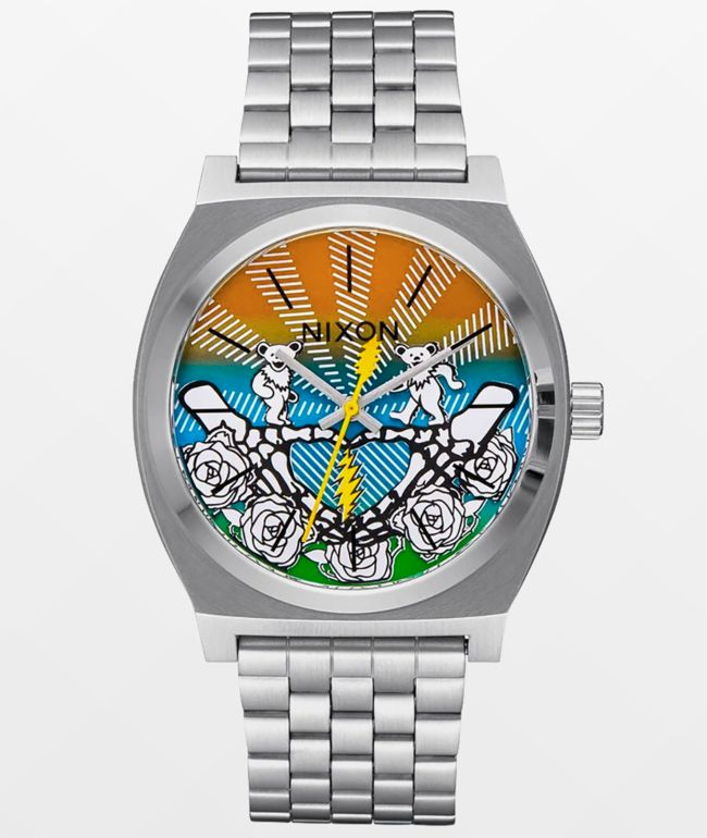 Nixon x The Grateful Dead Time Teller Bears & Roses Silver Analog Watch