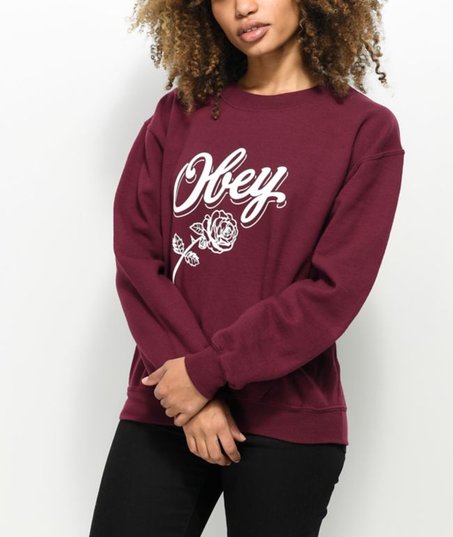 Obey Careless Whispers Burgundy Crew 