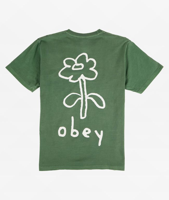 Obey Cartoon Flower Green T-Shirt