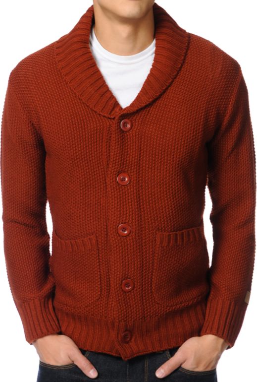 orange cardigan sweater