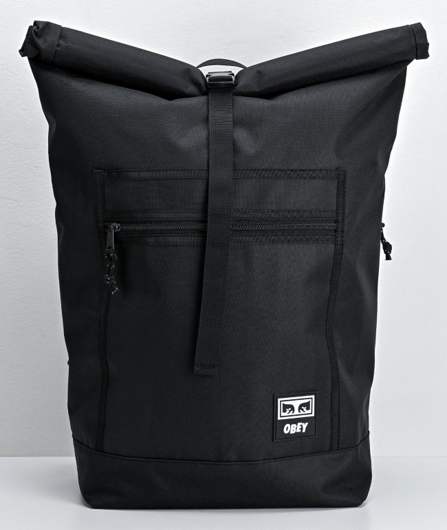 Obey Conditions Black Roll Top Backpack