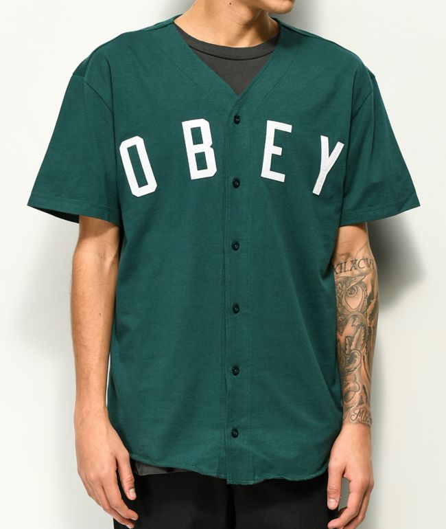 green baseball shirt
