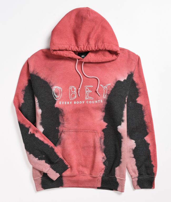 Obey Every Body Counts Pink & Black Tie Dye Hoodie