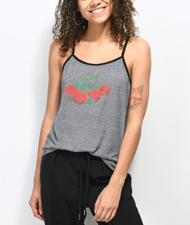 Obey Hanna Cherries Black Stripe Tank Top