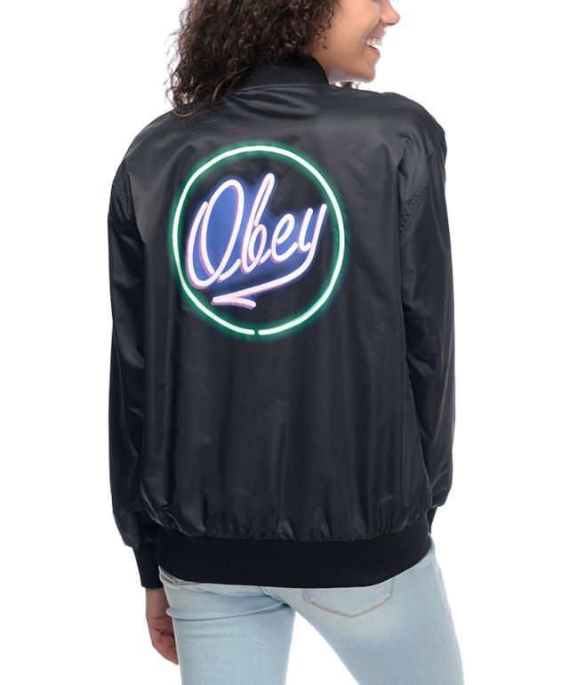 wmns hooligans satin bomber jacket