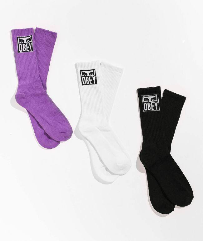 Obey Icon Eyes 3 Pack Crew Socks