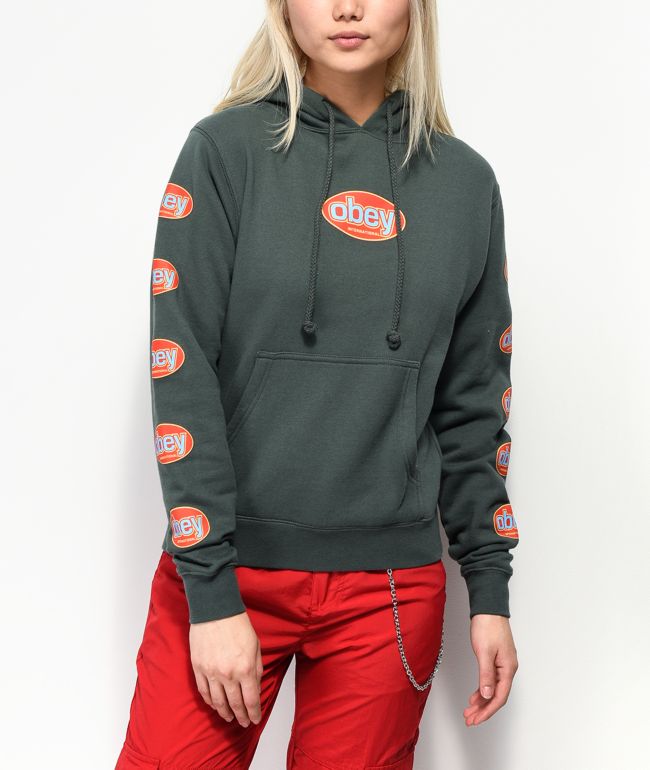 obey hoodie green