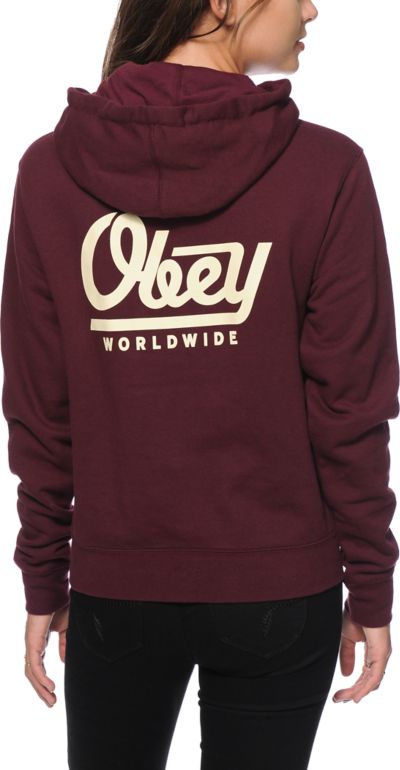 Maroon Obey Hoodie 2024 ozogama.lt