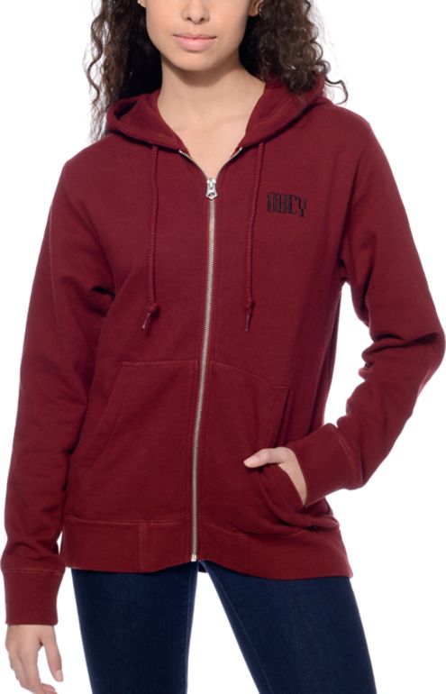 burgundy zip up