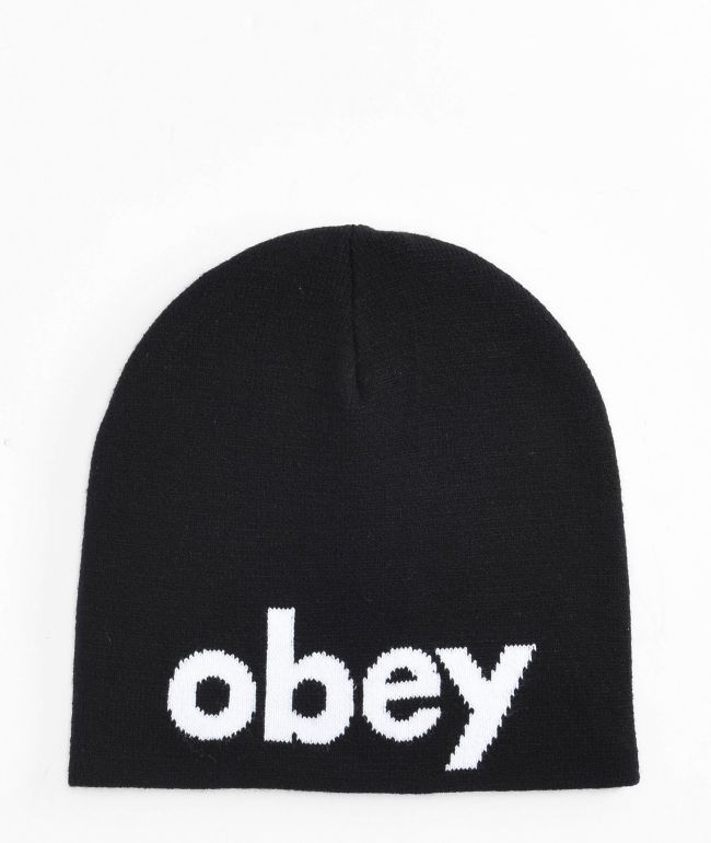 Obey Lowercase Black Skull Cap Beanie