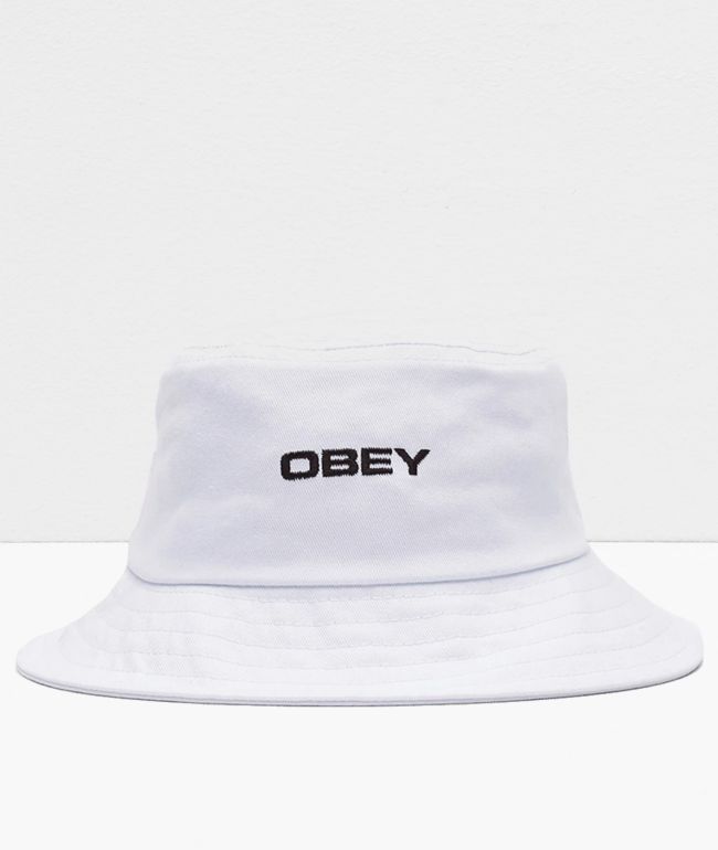 Obey Luna sombrero de cubo blanco