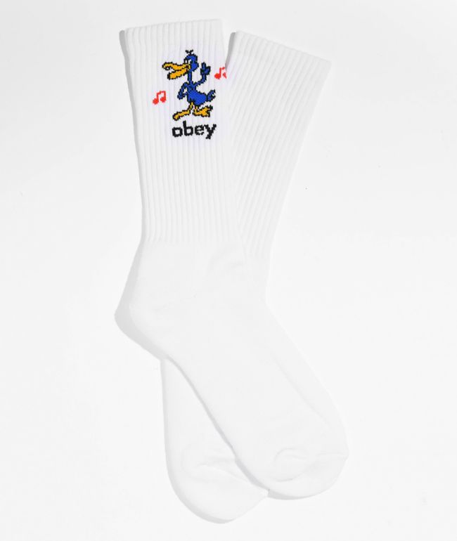 Obey Nomad White Crew Socks