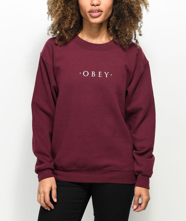 Burgundy crew neck sweatshirt