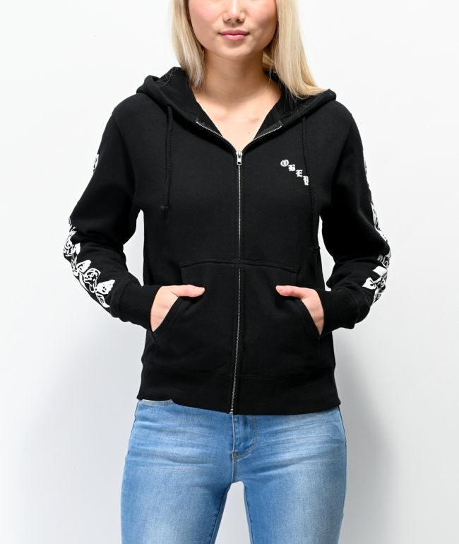 black zip up hoodie womens