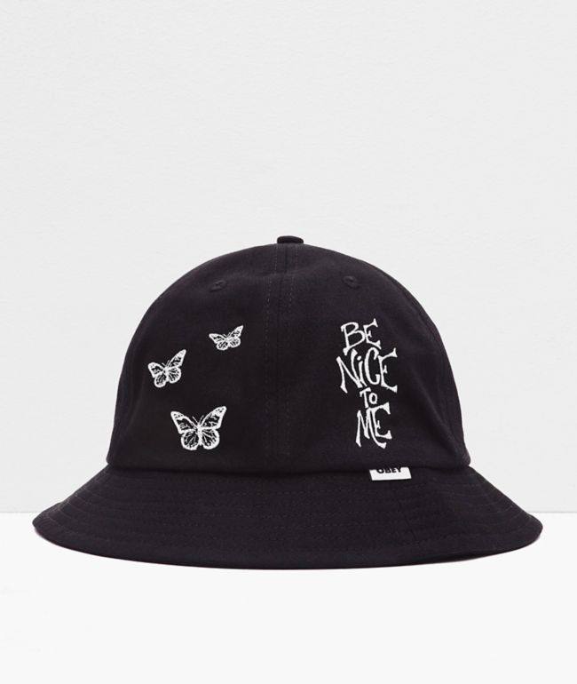 Obey Printed 6 Panel Black Bucket Hat