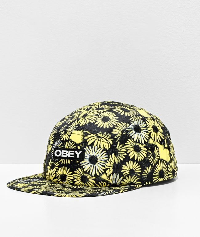 Obey Rapids Black Yellow 5 Panel Strapback Hat Zumiez