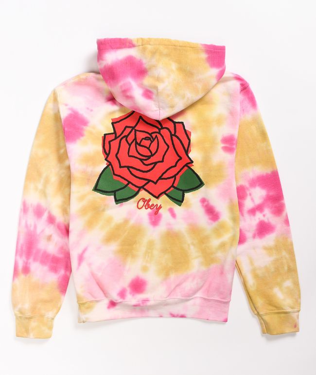 pink and yellow tie dye hoodie