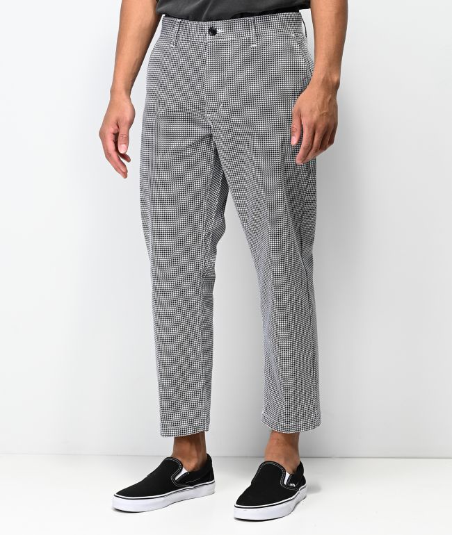 White Houndstooth Chino Pants