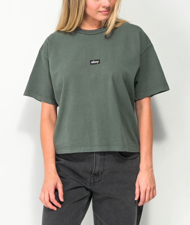 Obey Tag Green Crop T-Shirt