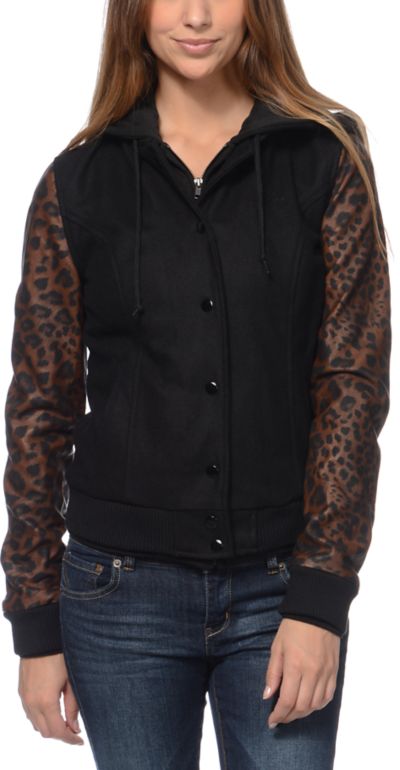 leopard print varsity jacket