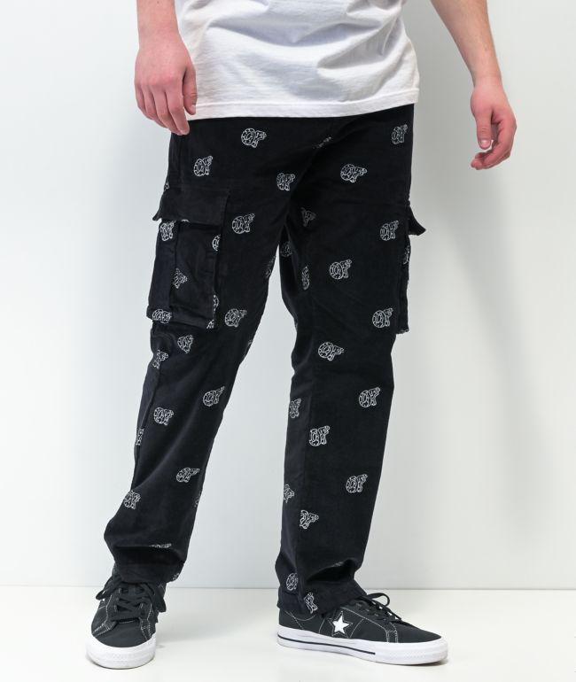 Odd Future All Over Embroideries Black Corduroy Cargo Pants