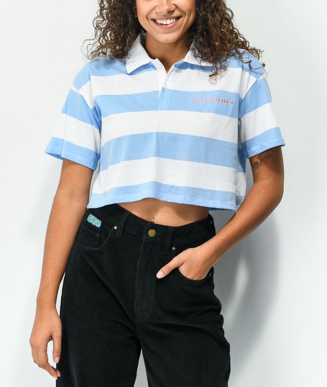 Odd Future Blue & White Stripe Crop Polo Shirt