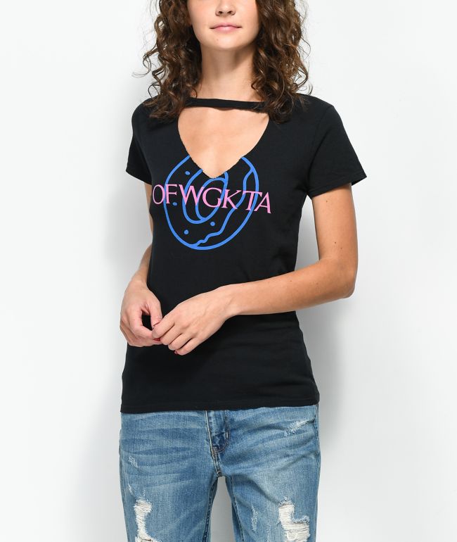 cutout v neck t shirt