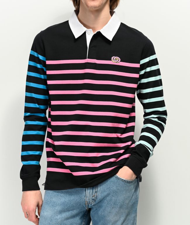 Odd Future Rugby Multicolor Striped Black Long Sleeve Shirt Zumiez