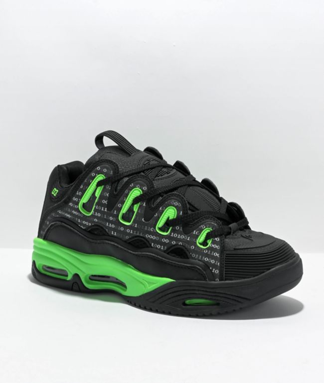 Osiris D3 2001 zapatos de skate verdes y negros mate