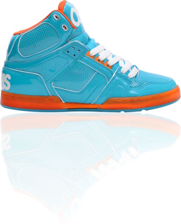 teal and orange shoes