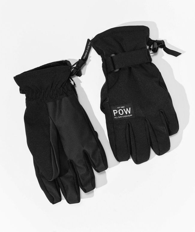 POW All Day Golden Bear Black Snowboard Gloves