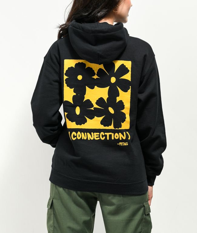 Petals and Peacocks Connections Black Hoodie