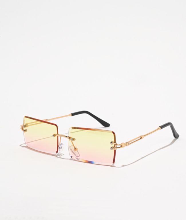 Petals and Peacocks Gold Ombre Square Sunglasses