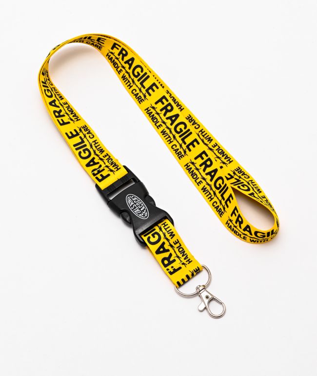 Petals and Peacocks Handle With Care Yellow Lanyard