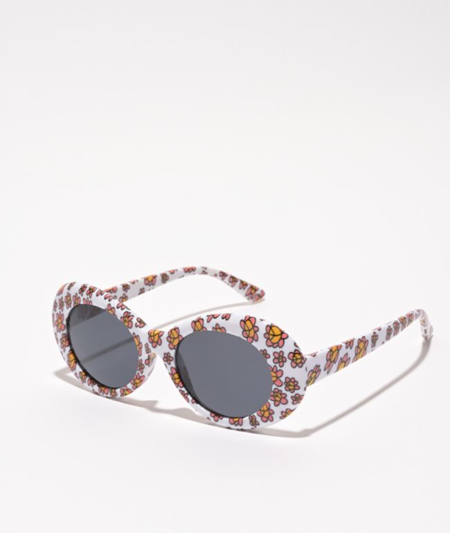 Petals and Peacocks Nevermind White Floral Sunglasses