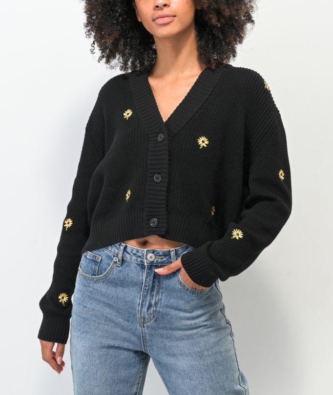 Black Crop Cardigan Sweater