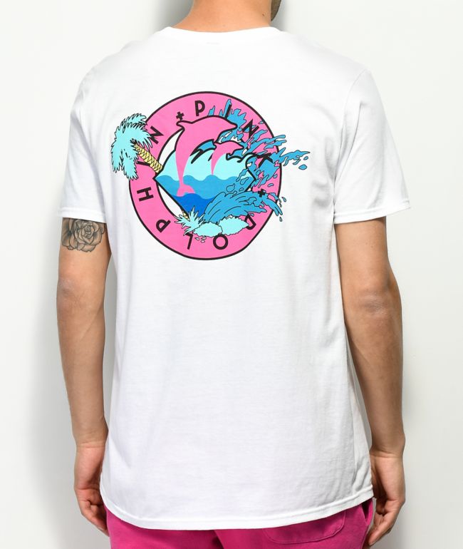 Dømme Settlers Hvornår Pink Dolphin Oasis White T-Shirt
