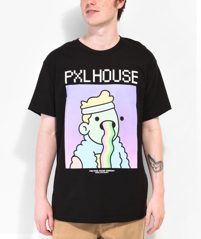 Pixel House Rainbro Barf Black T-Shirt