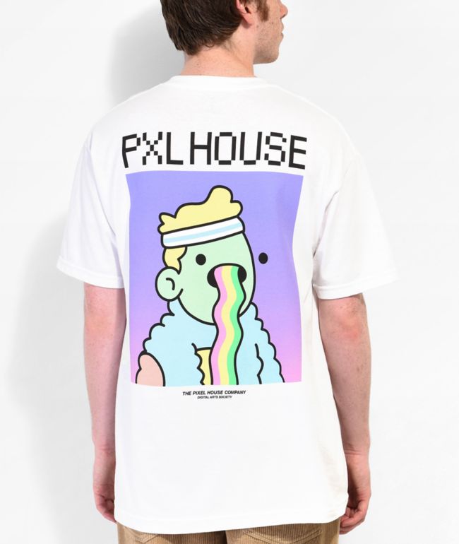 Pixel House Rainbro Barf camiseta blanca