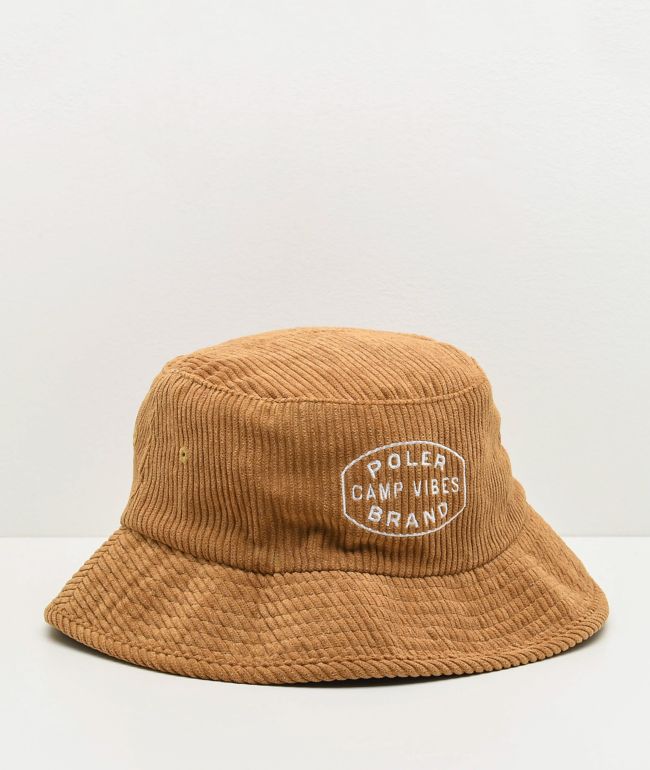 Poler Vibes Brand Brown Corduroy Bucket Hat