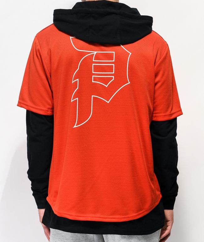 baseball jersey with hoodie underneath