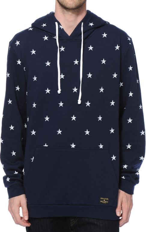 blue hoodie with white stars