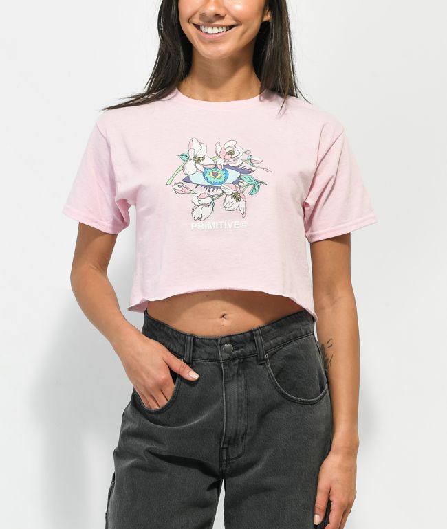 Primitive Oracle Pink Crop T-Shirt