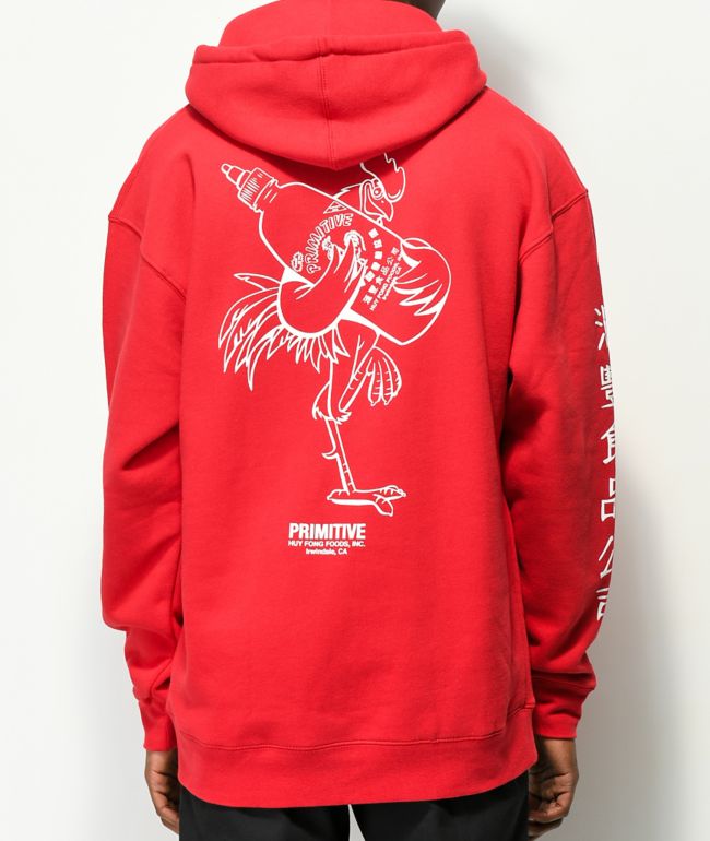 primitive x huy fong red hoodie