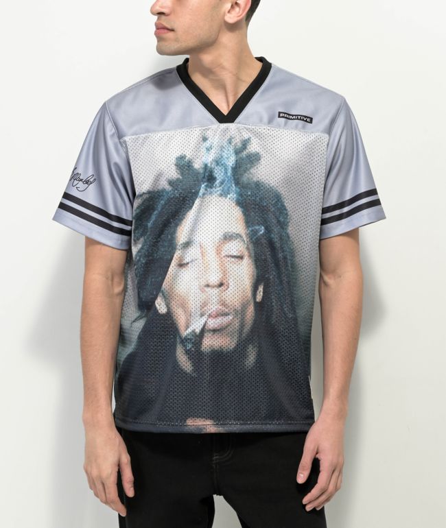 Primitive x Bob Marley Kaya Grey Mesh Football Jersey