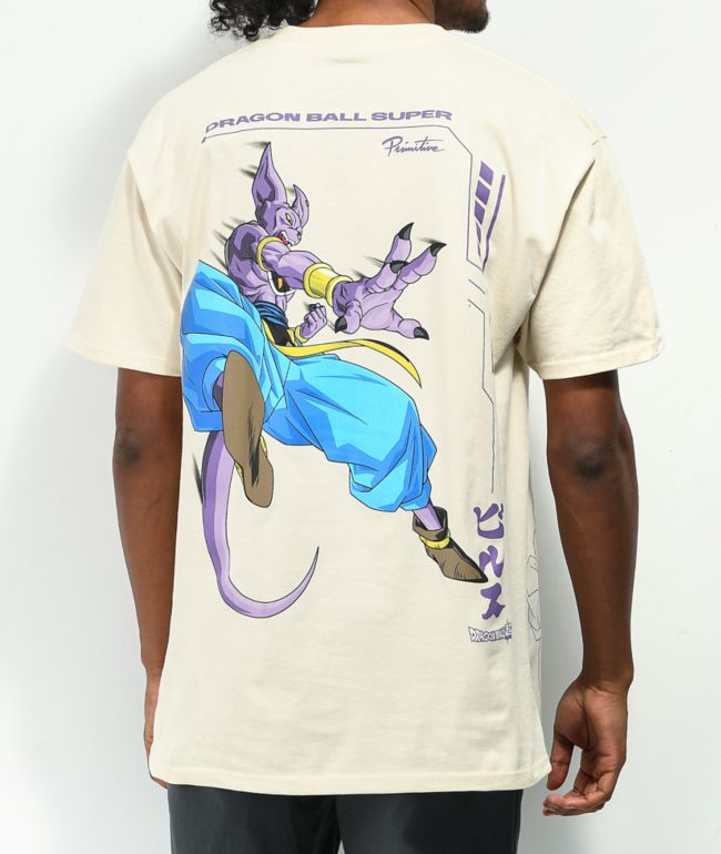 Primitive x Dragon Ball Super Beerus Attack camiseta color crema
