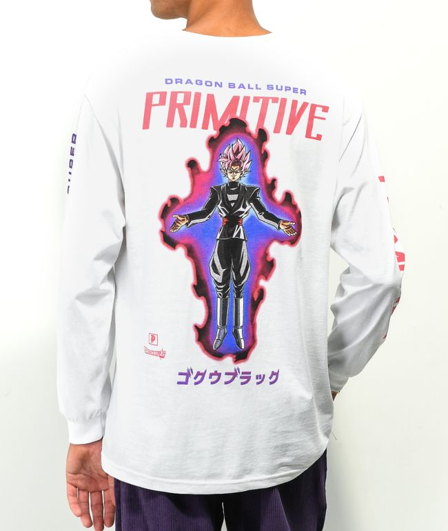 Primitive x Dragon Ball Super Goku Black Rose White Long Sleeve T-Shirt