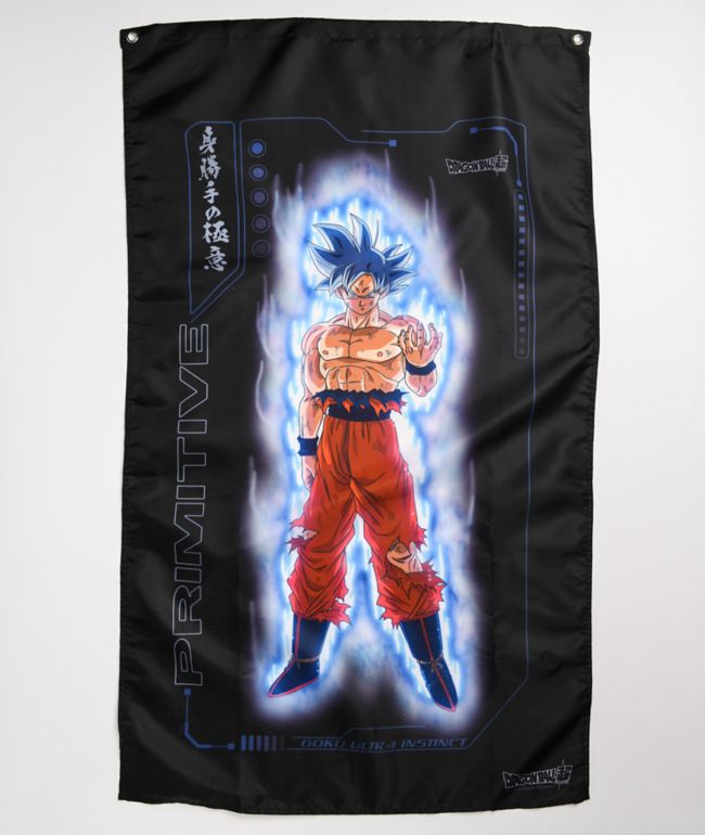 Primitive x Dragon Ball Super Goku Ultra Instinct pancarta negra