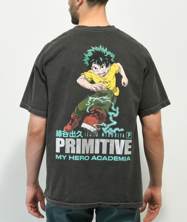 Primitive x My Hero Academia Full Cowl Camiseta deslavada negra